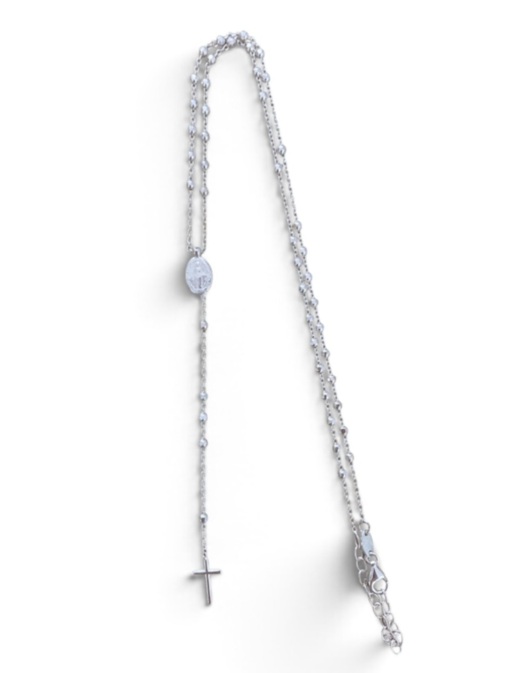Mia Fiore Silver Rosary-Inspired Cross Necklace - 925 Sterling Silver